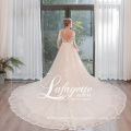 Latest Bridal Wedding Gowns Vestido de noiva Charming Deep V-Neck Lace Appliqued and Beaded A-Line Wedding Dress 2020